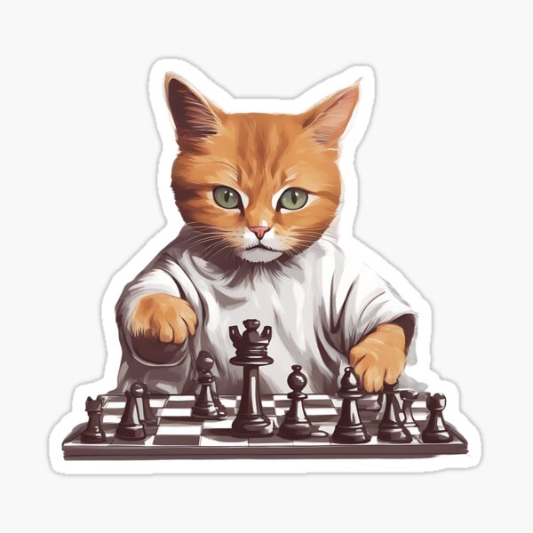 Green Eyed Cat Strategizes Next Chess Move Sticker for Sale by  CreatedProto