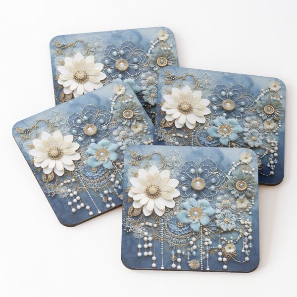 Item preview, Denim textured with layered costume jewerely,  designed and sold by NadineMay.