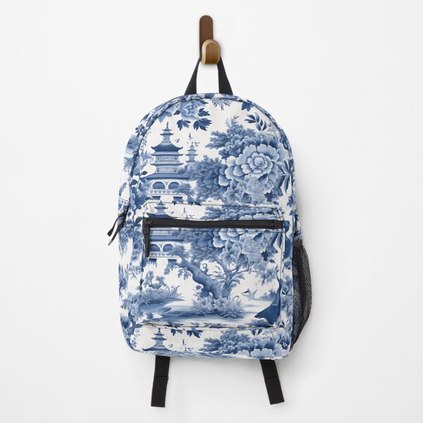 Item preview, Chinoiserie blue en white pattern backpack designed and sold by baggageboutique.