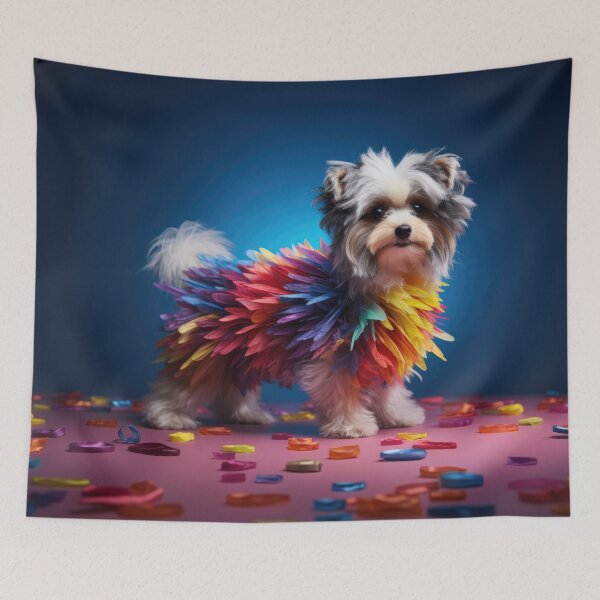 Item preview, Perro con traje de plumas coloridas - Beautiful Dog Art designed and sold by DigitalArties.