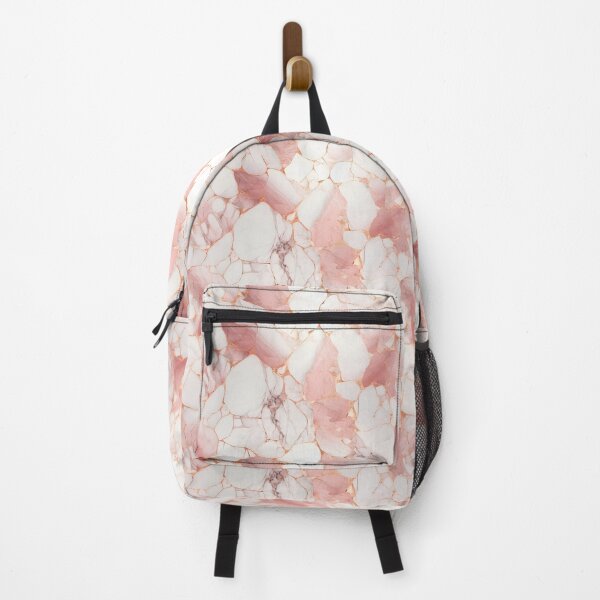 Item preview, Rose gold marble pattern backpack designed and sold by baggageboutique.