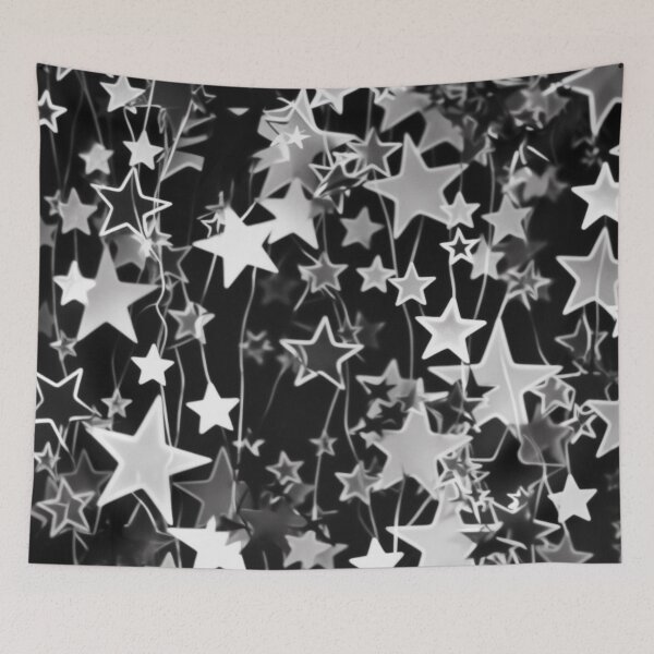 Item preview, white and black star pattern on a black background designed and sold by MoonDesinso.