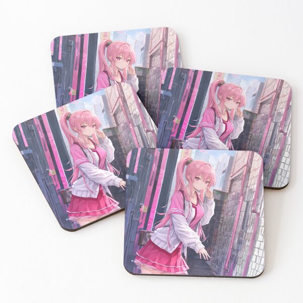 Item preview, Pink anime girl in the city designed and sold by BeMe1986.