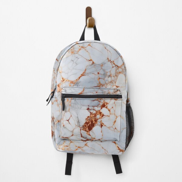 Item preview, Rose gold marble pattern backpack designed and sold by baggageboutique.
