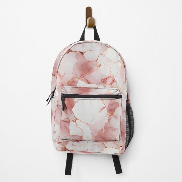 Item preview, Rose gold marble pattern backpack designed and sold by baggageboutique.