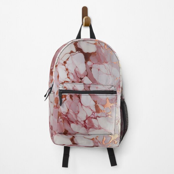 Item preview, Rose gold marble pattern backpack designed and sold by baggageboutique.
