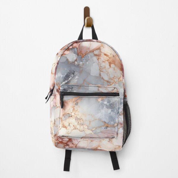 Item preview, Rose gold marble pattern backpack designed and sold by baggageboutique.