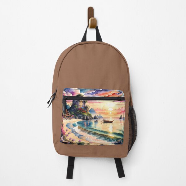 Item preview, Fantasy Thai beach watercolor painting sunset designed and sold by MangoArtwork.