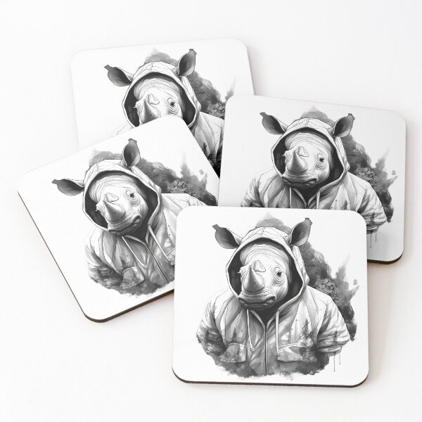 Item preview, Boy Style Rhino Black And White Art designed and sold by MartynGrey.