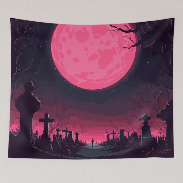 Item preview, Nighttime Melancholy Under the Pink Full Moon designed and sold by TomFrontierArt.