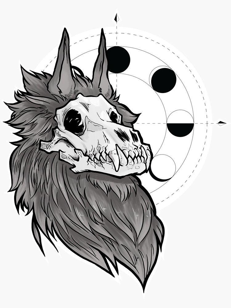 "Wolf Skull" Sticker by shwampy Redbubble