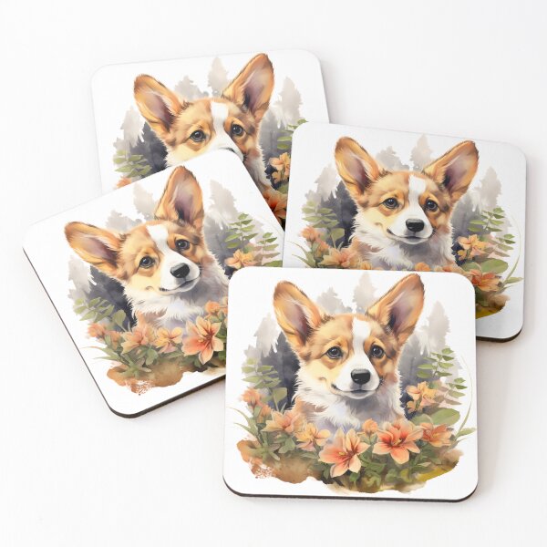 Item preview, Corgi Puppy in the Forest - Cute Dog Pet Watercolor designed and sold by Alcyonian.