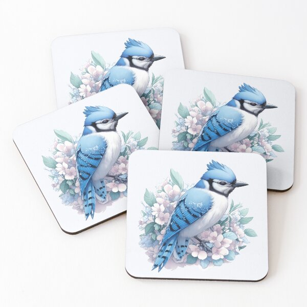 Item preview, Cute floral Blue Jay bird designed and sold by BacalhanzZz.