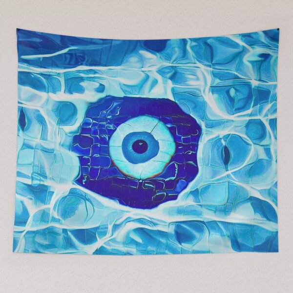 Item preview, Swimming pool water mosaic Evil Eye designed and sold by RachelRebel.