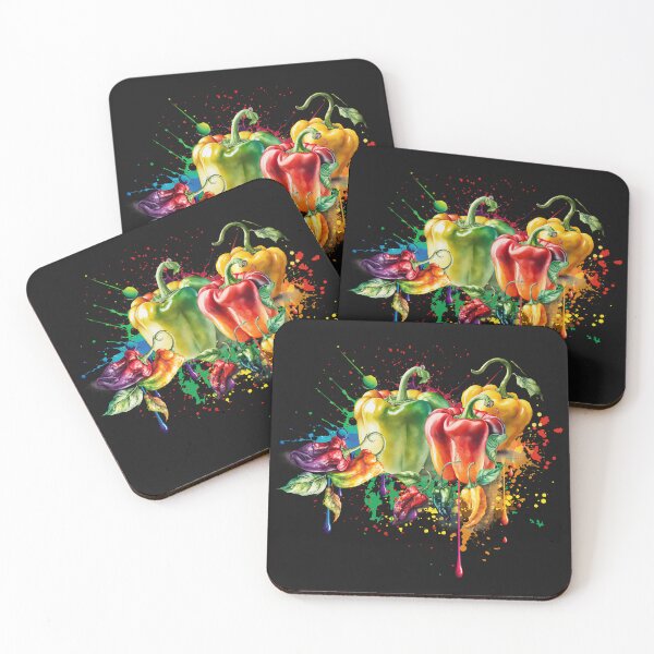 Item preview, Chili & Bell Peppers Splatter Art designed and sold by HolidayBug.
