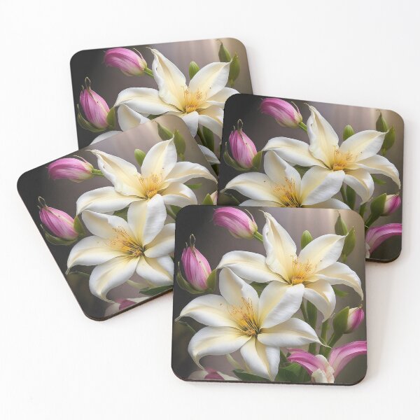 Item preview, Exquisite Lilies In Delicate Shades Of White, Yellow, And Pink, Their Petals Unfolding With Elegance And Beauty, Ai Generated Art designed and sold by AiGens.
