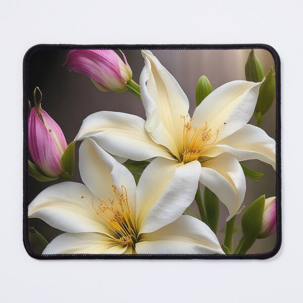 Item preview, Exquisite Lilies In Delicate Shades Of White, Yellow, And Pink, Their Petals Unfolding With Elegance And Beauty, Ai Generated Art designed and sold by AiGens.