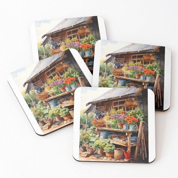 Item preview, gardening potting shed print designed and sold by PaperieJennifer.