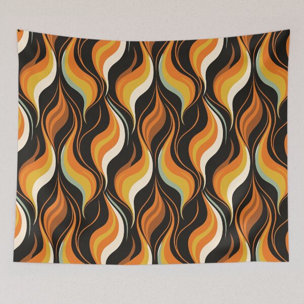 Item preview, Retro 70s Flames Pattern designed and sold by RetroPrints.