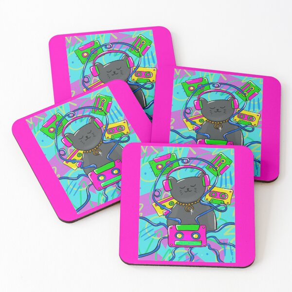 Item preview, Tape Cassette Cat 80s Style Retro Design designed and sold by chocolatefund.