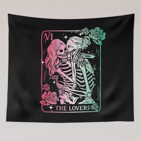 Item preview, The Lovers Tarot Card Funny Abrosexual Kissing Skeletons Occult Goth Gothic Costume a LGBTQ Valentines designed and sold by ARTsPlural.