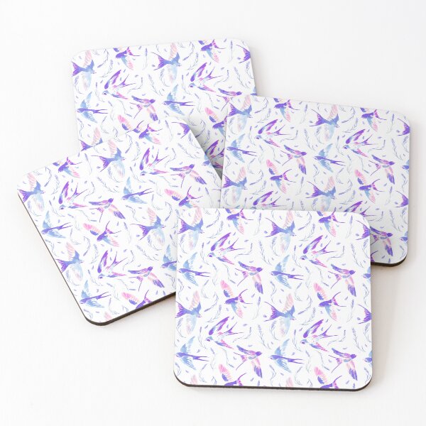 Item preview, Swallows & Lavender - Light Blue & Pink designed and sold by Motifany.