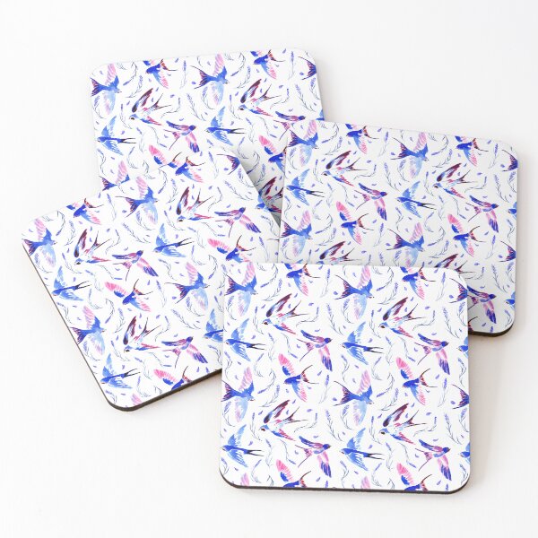 Item preview, Swallows & Lavender - Blue & Pink designed and sold by Motifany.