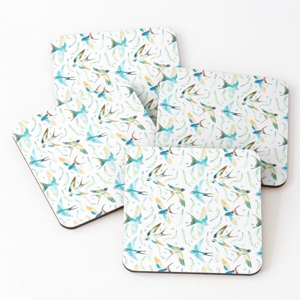 Item preview, Swallows & Lavender - Blue & Green designed and sold by Motifany.