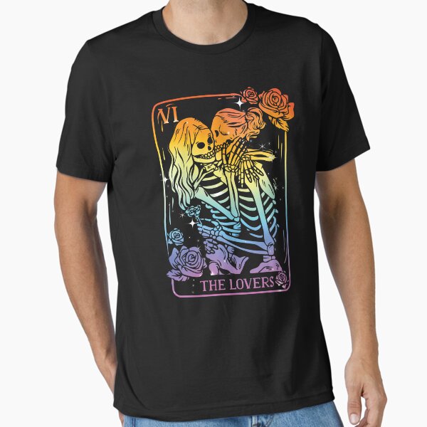 Item preview, The Lovers Tarot Card Funny Rainbow Kissing Skeletons Occult Goth Gothic Costume a LGBTQ Valentines designed and sold by ARTsPlural.