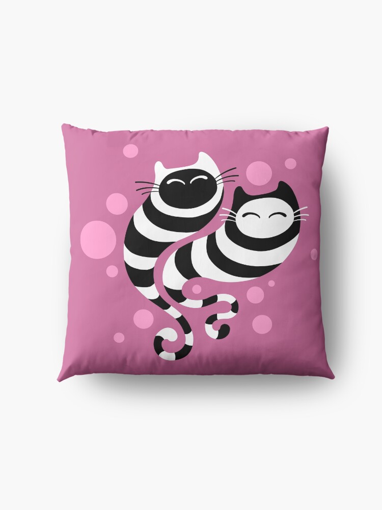 Alternate view of Striped ghost cats Pink Floor Pillow