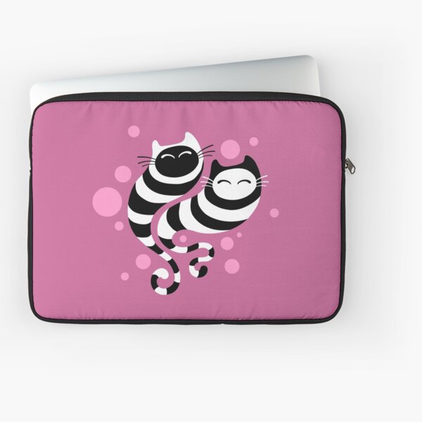 Striped ghost cats Pink Laptop Sleeve