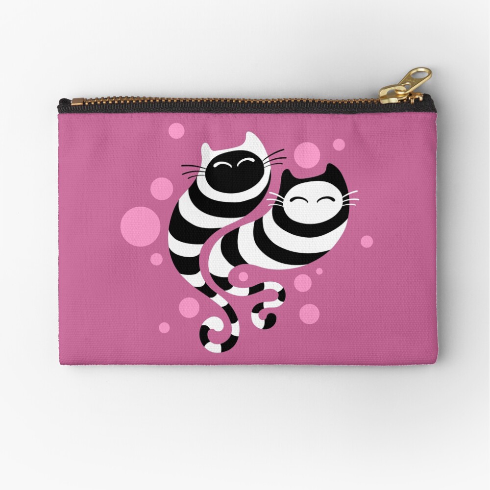 Striped ghost cats Pink Zipper Pouch
