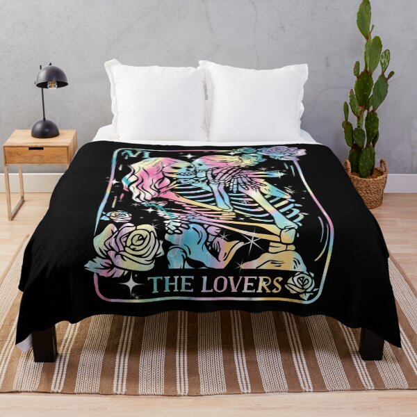 Item preview, The Lovers Tarot Card Funny Cute Lesbian Kissing Skeletons Occult Goth Gothic Costume a LGBTQ Valentines designed and sold by ARTsPlural.