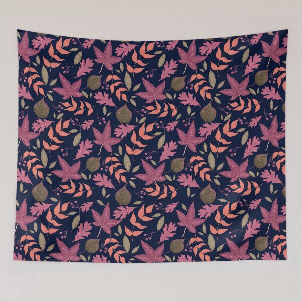 Item preview, Autumn Vibes Pink on Blue designed and sold by Sylvia Schippers.