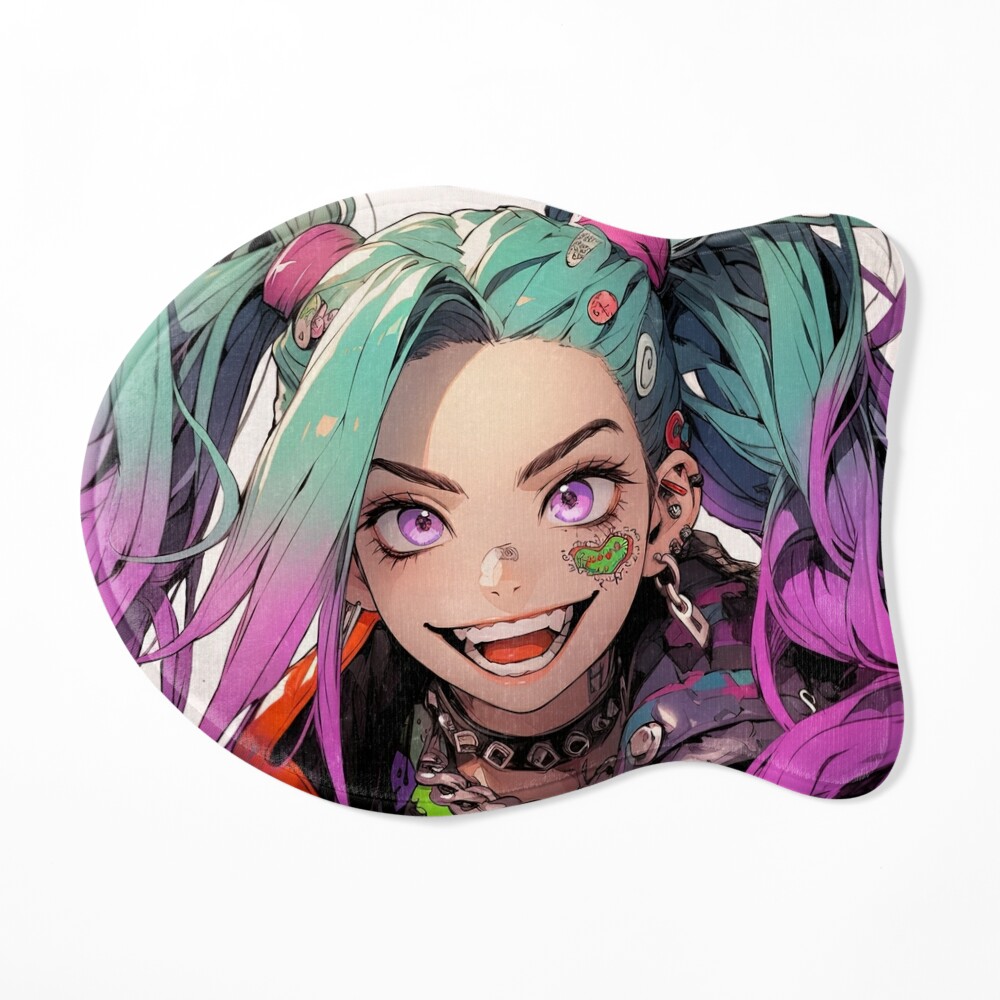 Premium Photo  Portrait anime jinx from league of legends braids grunge