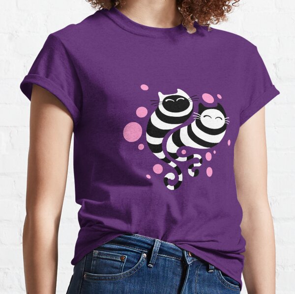 Striped ghost cats Pink Classic T-Shirt
