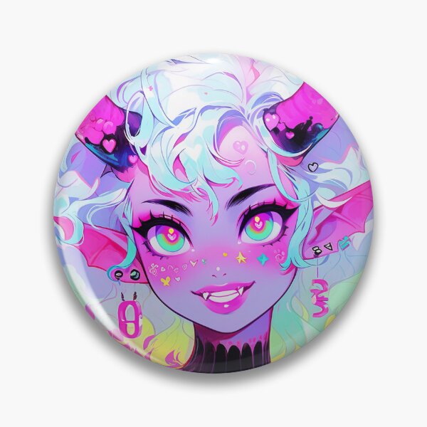 Item preview, Cute Bright Pink Vampire Demon Anime Girl designed and sold by bubblegoth.