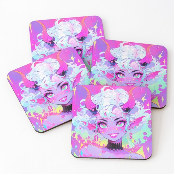 Item preview, Cute Bright Pink Vampire Demon Anime Girl designed and sold by bubblegoth.