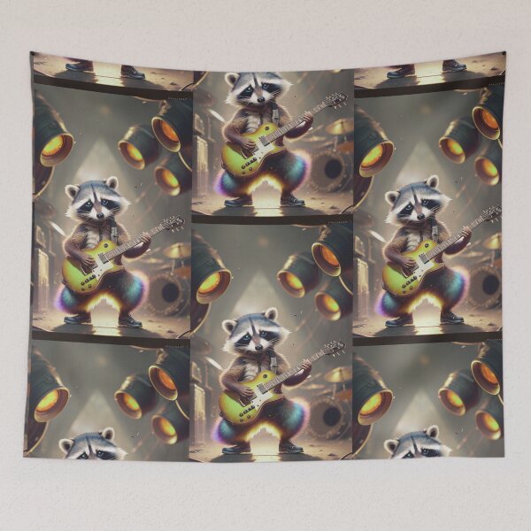 Item preview, a cool raccoon playing guitar designed and sold by Pelzi100.