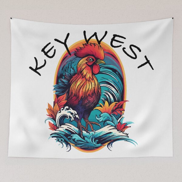 Item preview, Key West Rooster Design, with Black Lettering designed and sold by VelvetRoom.