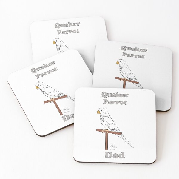 Item preview, White Quaker Parrot Dad -- Oscar Jones designed and sold by Laughing Parrot Studio.
