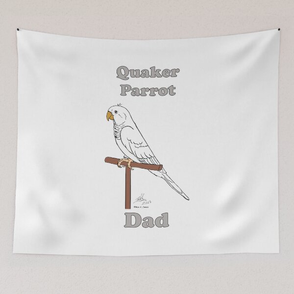 Item preview, White Quaker Parrot Dad -- Oscar Jones designed and sold by Laughing Parrot Studio.