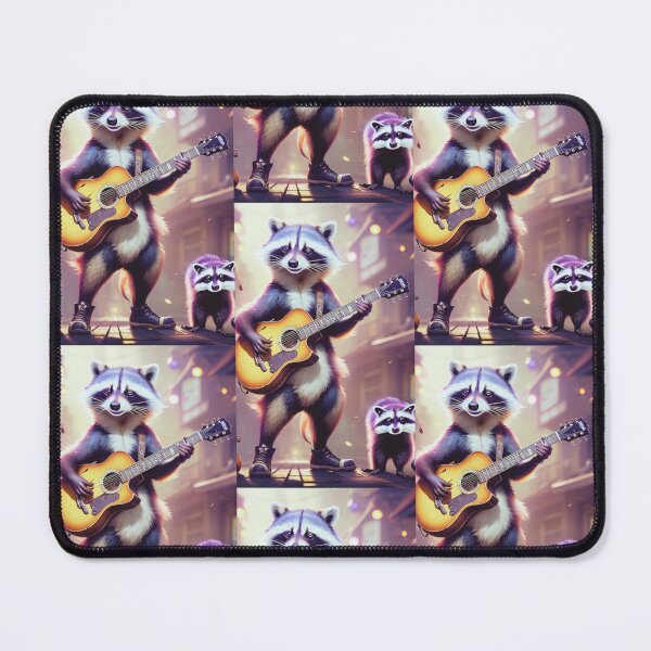 Item preview, a cool raccoon playing guitar for his pet raccoon designed and sold by Pelzi100.