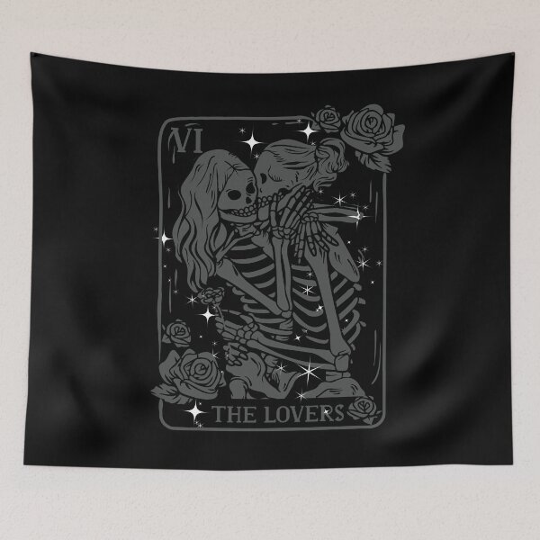 Item preview, The Lovers Tarot Card Funny Lesbian Kissing Skeletons Occult Goth Gothic Costume a LGBTQ Valentines designed and sold by ARTsPlural.