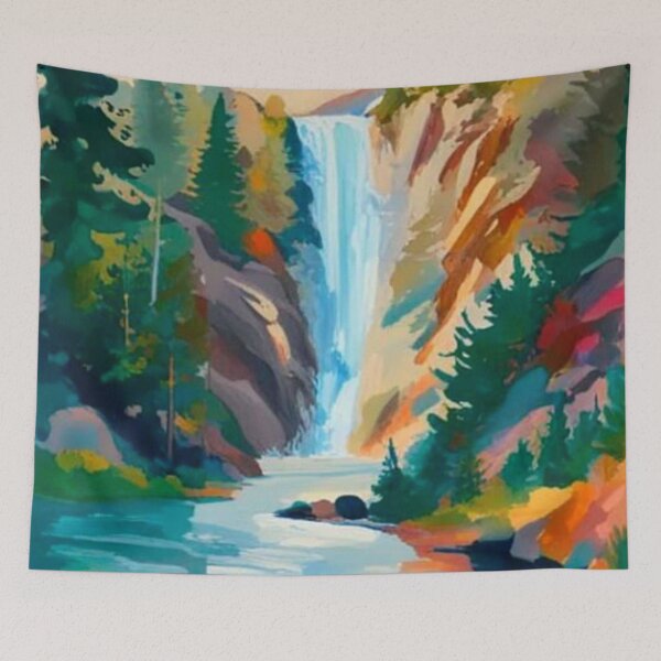 Item preview, Waterfall and river in Pine Forested Gorge designed and sold by George Hutton Hunter.