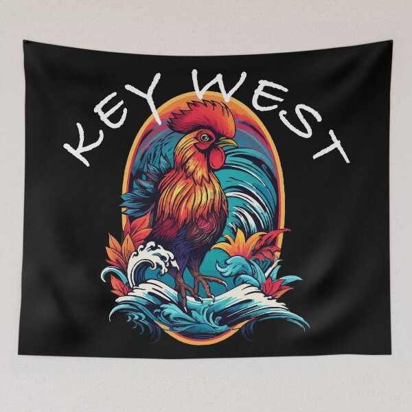 Item preview, Key West Rooster Design, with White Lettering designed and sold by VelvetRoom.
