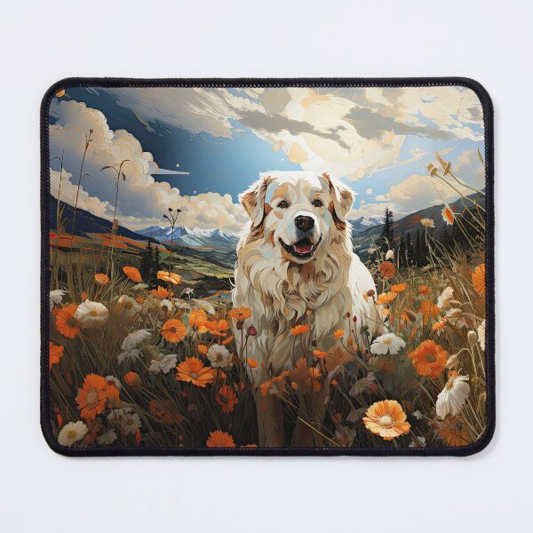 Item preview, Pyrenean Mountain Dog in Orange Flowers designed and sold by Appyrances.