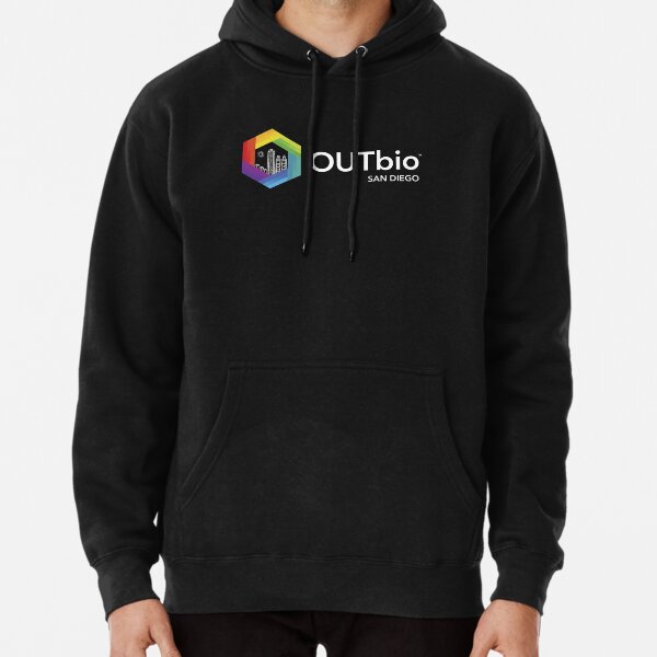 OUTbio San Diego Rainbow Logo with Horizontal Black Text Pullover Hoodie  for Sale by OUTbioSanDiego