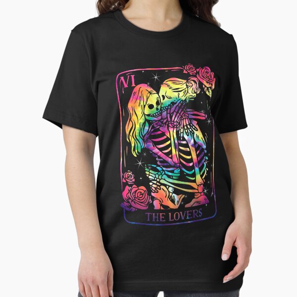 Item preview, The Lovers Tarot Card Funny Tie Dye Lesbian Kissing Skeletons Occult Goth Gothic Costume a LGBTQ Valentines designed and sold by ARTsPlural.