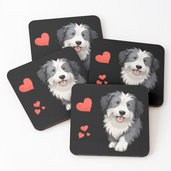 Item preview, Funny Bearded Collie Cute Hearts designed and sold by LudwikeArts.
